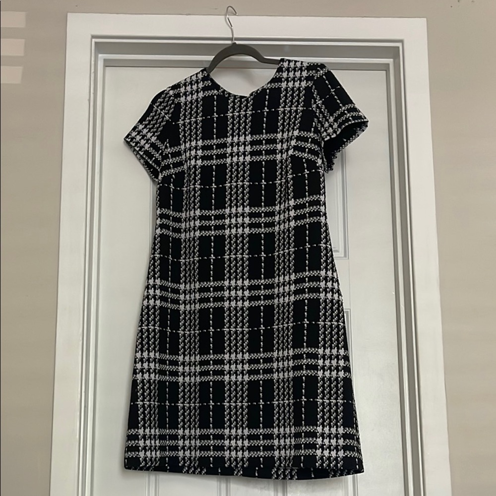 Classic Black and White Plaid Dress Calvin Klein